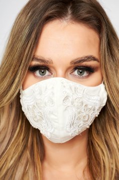White from laced fabric flexible thin fabric/cloth face masks StarShinerS