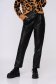 Black trousers casual high waisted faux leather accessorized with belt 3 - StarShinerS.com
