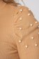 Bluza dama din tricot reiat crem mulata cu umeri cu volum si aplicatii cu perle - SunShine 4 - StarShinerS.ro