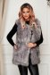 Grey gilet from ecological fur with inside lining with straight cut 2 - StarShinerS.com