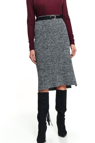 High waisted skirts, Grey skirt knitted fabric midi high waisted - StarShinerS.com
