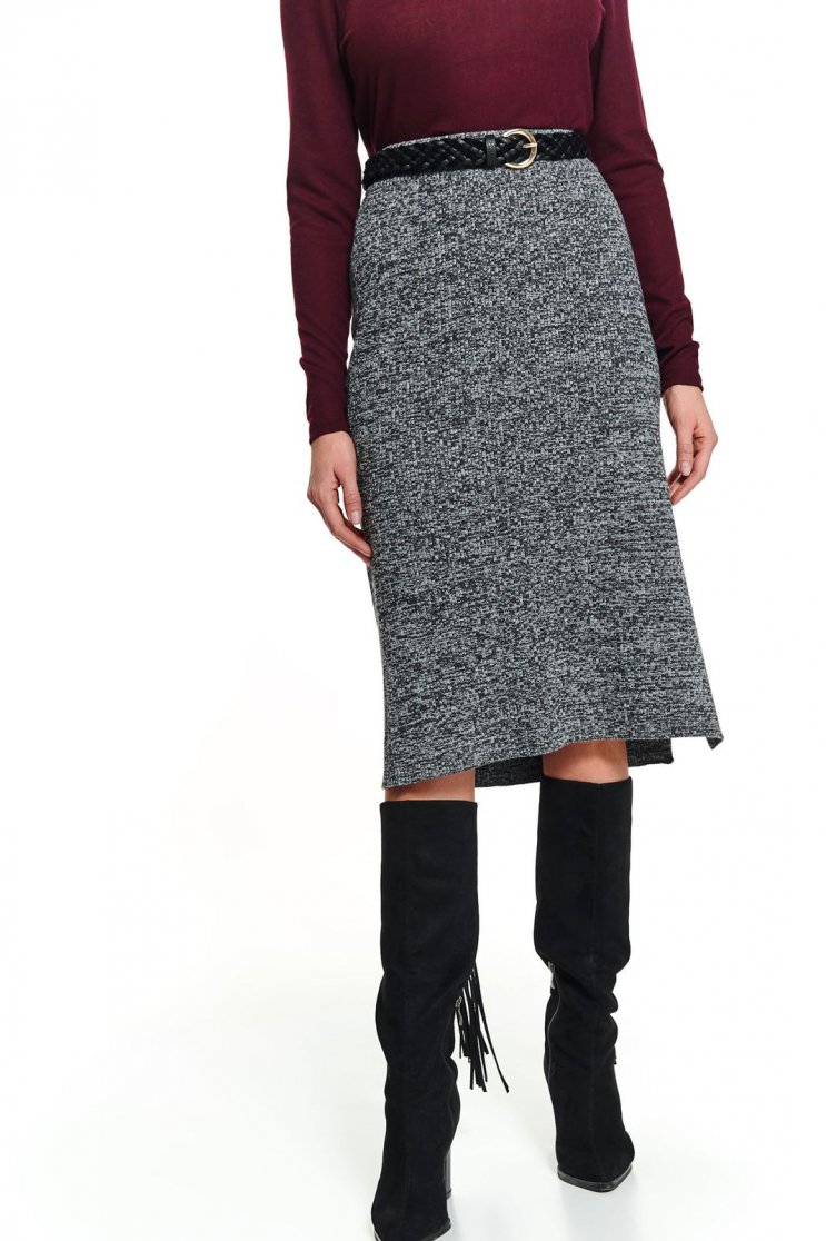 Skirts, Grey skirt knitted fabric midi high waisted - StarShinerS.com