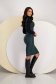Dark green faux leather pencil dress with V-neckline and leg slit - StarShinerS 4 - StarShinerS.com
