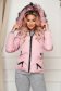 Pink jacket casual short cut from slicker with faux fur accessory 1 - StarShinerS.com