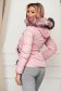 Pink jacket casual short cut from slicker with faux fur accessory 2 - StarShinerS.com