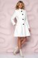 White elegant coat from non elastic fabric with inside lining cloche short cut with padded shoulders 3 - StarShinerS.com