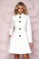White elegant coat from non elastic fabric with inside lining cloche short cut with padded shoulders 1 - StarShinerS.com