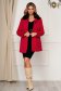 Palton SunShine rosu elegant scurt cu un croi drept din stofa accesorizat cu blana ecologica la guler 3 - StarShinerS.ro