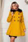 Palton din lana SunShine mustariu elegant scurt in clos cu guler din blana artificiala 1 - StarShinerS.ro