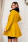 Palton din lana SunShine mustariu elegant scurt in clos cu guler din blana artificiala 2 - StarShinerS.ro