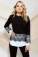 Elegant black women`s blouse flared with lace details 1 - StarShinerS.com
