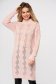Lightpink knitted long sweater flared with pearls 1 - StarShinerS.com