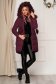 Jacket burgundy from slicker with furry hood with pockets long with tassels 2 - StarShinerS.com