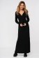 Rochie din tricot reiat neagra cu decolteu petrecut accesorizata cu cordon - SunShine 1 - StarShinerS.ro
