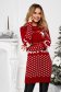 Rochie din tricot rosie scurta cu un croi drept si imprimeu festiv - SunShine 3 - StarShinerS.ro