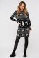 Rochie SunShine casual neagra cu imprimeu de craciun tricotata midi decolteu la baza gatului cu croi larg 4 - StarShinerS.ro