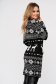 Rochie SunShine casual neagra cu imprimeu de craciun tricotata midi decolteu la baza gatului cu croi larg 3 - StarShinerS.ro