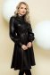 Rochie din piele ecologica neagra midi in clos cu accesoriu tip curea - PrettyGirl 2 - StarShinerS.ro