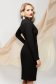 Midi dress occasional black blazer type wrap over front with crystal embellished details accessorized with belt 3 - StarShinerS.com