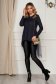 Women`s blouse StarShinerS darkblue asymmetrical flared with net accessory with crystal embellished details 3 - StarShinerS.com