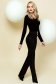 Pantaloni PrettyGirl negri din catifea de ocazie cu accesoriu tip curea si aplicatii cu sclipici evazati 1 - StarShinerS.ro