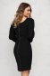 Rochie neagra scurta din material usor elastic cu croi larg si umeri cu volum 3 - StarShinerS.ro