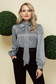 Bluza dama PrettyGirl office cu imprimeu picior de cocos din material satinat cu guler inalt 1 - StarShinerS.ro