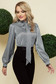Bluza dama PrettyGirl office cu imprimeu picior de cocos din material satinat cu guler inalt 2 - StarShinerS.ro