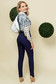Darkblue trousers office conical high waisted slightly elastic fabric 2 - StarShinerS.com