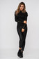 Tented cotton from striped fabric with turtle neck high shoulders black women`s blouse 3 - StarShinerS.com