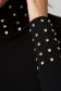 Bluza dama din tricot reiat neagra mulata cu guler inalt si insertii din pietre strass - SunShine 3 - StarShinerS.ro
