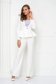 Ivory Flared Long Trousers made from Slightly Elastic Fabric with High Waist - StarShinerS 5 - StarShinerS.com