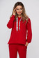 Red sport 2 pieces cotton with pockets slightly elastic fabric with undetachable hood 2 - StarShinerS.com
