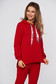 Red sport 2 pieces cotton with pockets slightly elastic fabric with undetachable hood 3 - StarShinerS.com