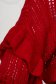 Pulover SunShine rosu tricotat transparent cu croi larg si volanase la maneci 4 - StarShinerS.ro
