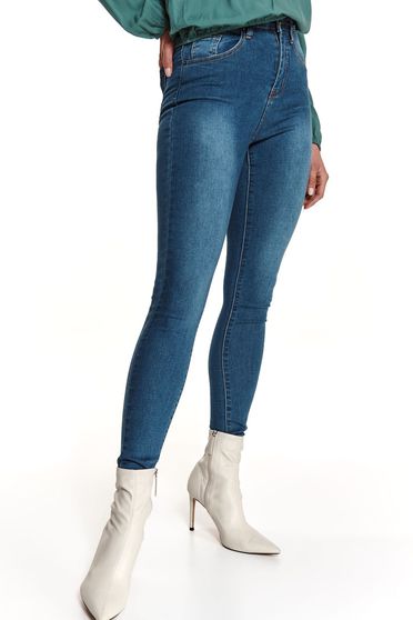 High waisted trousers, Blue trousers denim conical high waisted - StarShinerS.com