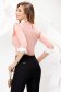 Peach tented slightly elastic fabric office women`s shirt with bow accessories 2 - StarShinerS.com