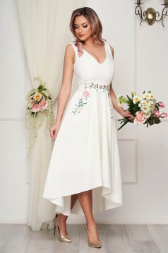 StarShinerS ivory dress occasional midi cloche with embroidery details