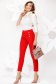 Trousers red office conical high waisted slightly elastic fabric with button accessories 3 - StarShinerS.com
