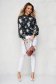Darkblue women`s blouse with floral print from veil fabric loose fit with puffed sleeves 3 - StarShinerS.com