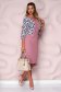 Pink dress pencil slightly elastic fabric elegant midi accessorized with belt 3 - StarShinerS.com