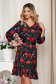 Rochie StarShinerS neagra office din material neelastic cu un croi drept cu imprimeu floral 2 - StarShinerS.ro