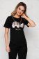 Black t-shirt with graphic details elastic cotton metallic chain accessory loose fit 1 - StarShinerS.com