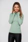 Mint women`s blouse knitted from striped fabric tented crystal inscriptions high collar 1 - StarShinerS.com