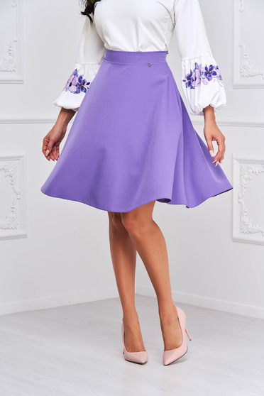 High waisted skirts, StarShinerS purple skirt high waisted elegant cloche midi with pockets without clothing - StarShinerS.com