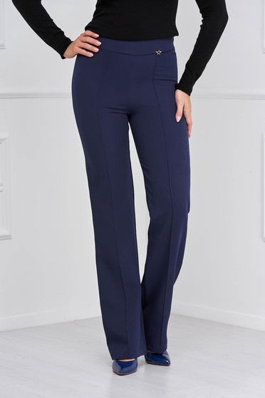 Elegant pants, StarShinerS darkblue trousers elegant flared cloth from elastic fabric long - StarShinerS.com