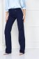 Navy blue flared long trousers made of slightly elastic fabric with high waist - StarShinerS 3 - StarShinerS.com