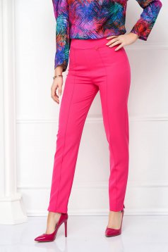 Fuchsia trousers high waisted conical long slightly elastic fabric - StarShinerS