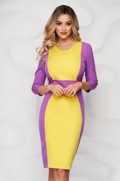 StarShinerS purple elegant midi cloth dress with 3/4 sleeves