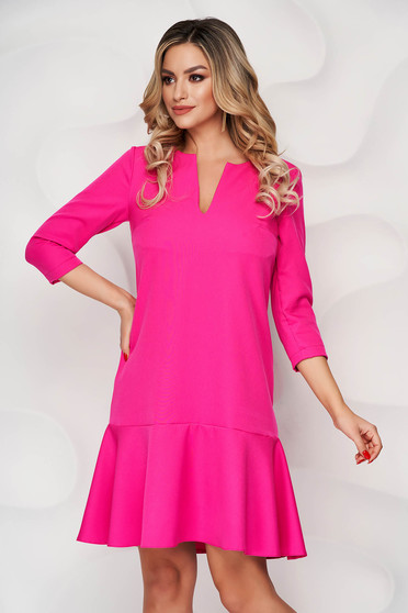 StarShinerS fuchsia short cut loose fit cloth dress with 3/4 sleeves
